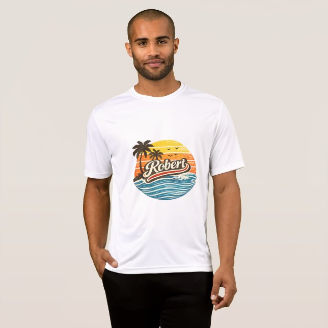 Robert Retro Sunset Name Design T-Shirt (Front Full)