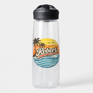 Robert Retro Sunset Name Design Water Bottle