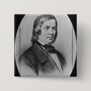 Robert Schumann engraved from a photograph 15 Cm Square Badge