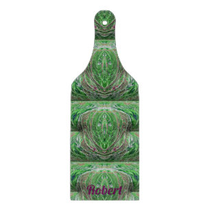 ROBERT ~ TASTY! ~ Green Maroon fractal Cutting Board