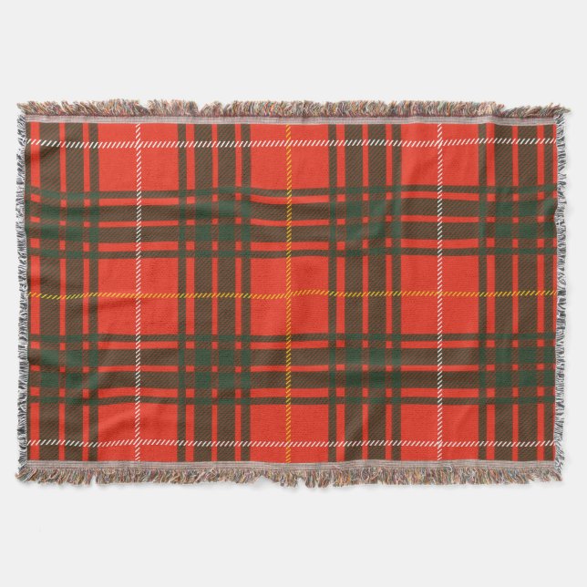 "Robert The Bruce", King of Scotland Tartan Throw Blanket (Front)