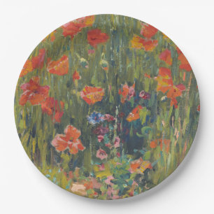 Robert Vonnoh Red Poppies 1888 Impressionist Art Paper Plate