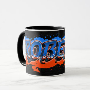 Roberto Vorname Name Graffiti blue orange Tasse Mug