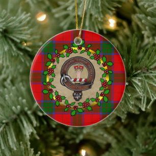 Robertson Badge & Tartan Personalised Christmas Ceramic Tree Decoration