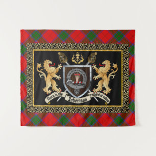 Robertson Clan Badge & Motto w/Lions Tapestry