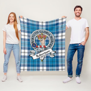 Robertson Clan Badge Tartan Plaid Fleece Blanket