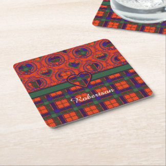 Robertson clan Plaid Scottish tartan Square Paper Coaster