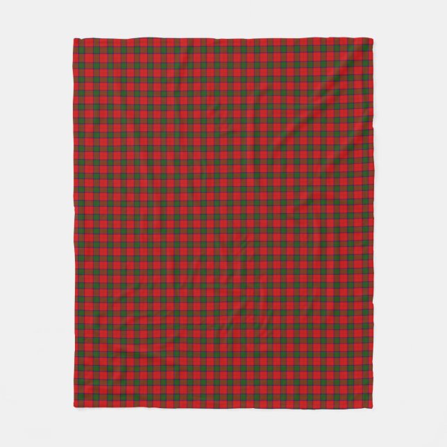 Robertson tartan red green plaid fleece blanket (Front)
