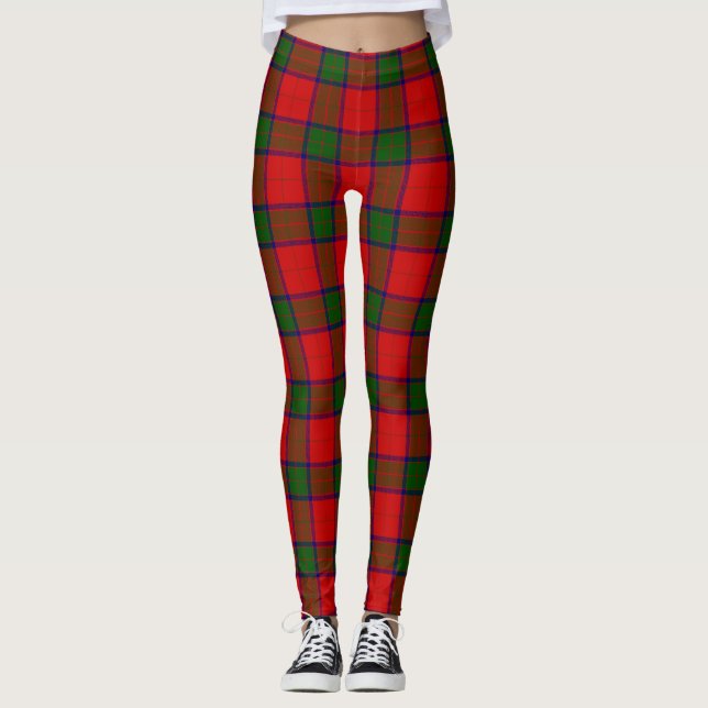 Robertson tartan red green plaid leggings (Front)
