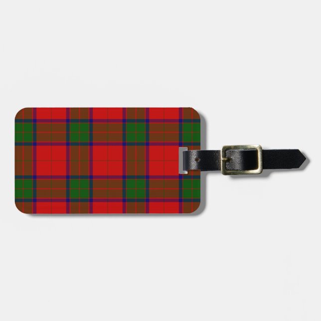 Robertson tartan red green plaid luggage tag (Front Horizontal)