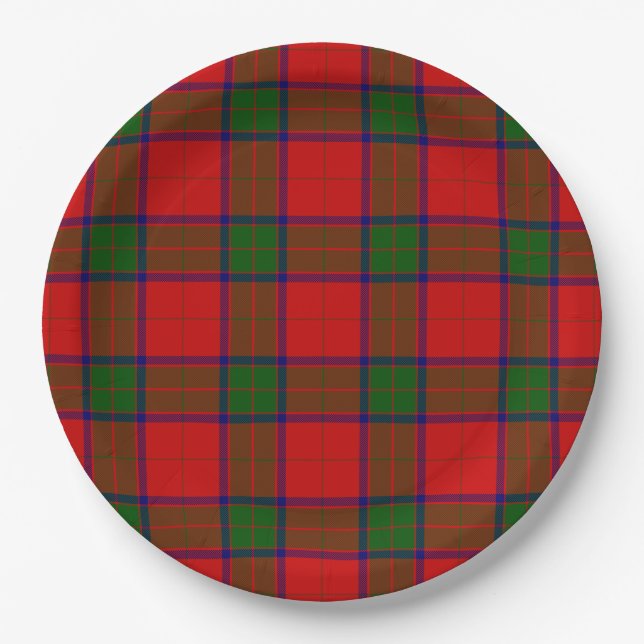 Robertson tartan red green plaid paper plate (Front)