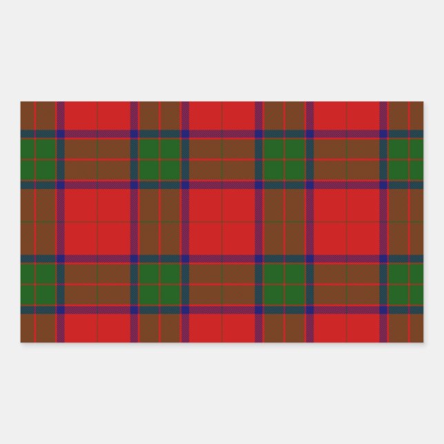 Robertson tartan red green plaid rectangular sticker (Front)