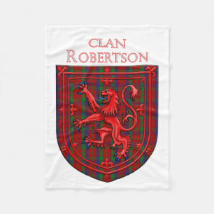 Robertson Tartan Scottish Plaid Lion Rampant Fleece Blanket