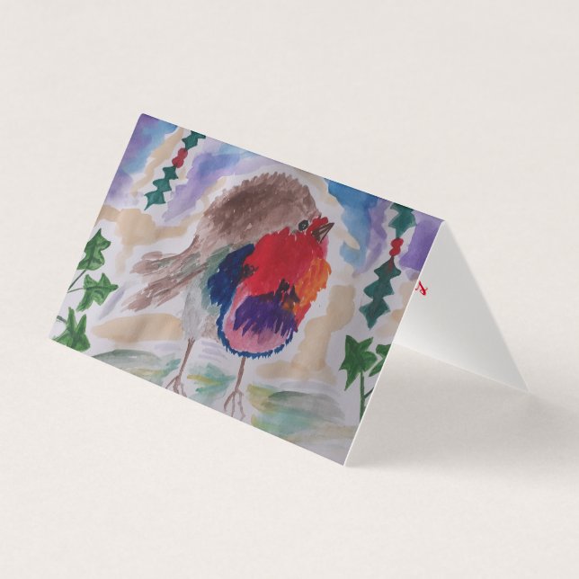 Robin Abstract Art Christmas Card (Front)