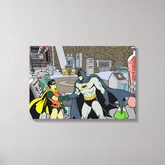 Robin And Batman Handshake Canvas Print (Front)
