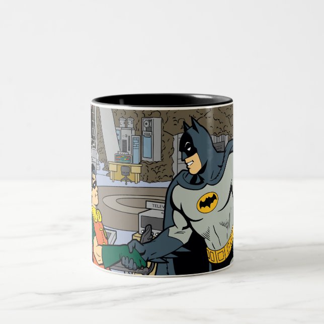 Robin And Batman Handshake Two-Tone Coffee Mug (Center)
