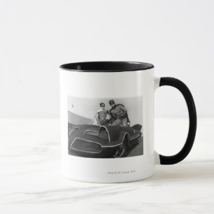 Robin and Batman Standing in Batmobile Mug