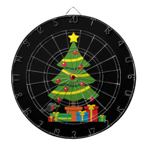 Robin And Colorful Presents Under Christmas Tree Dartboard