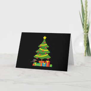 Robin And Colourful Presents Under Christmas Tree Card