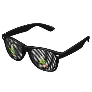 Robin And Colourful Presents Under Christmas Tree Retro Sunglasses