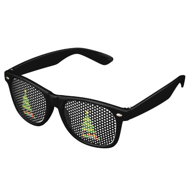 Robin And Colourful Presents Under Christmas Tree Retro Sunglasses (Angled)