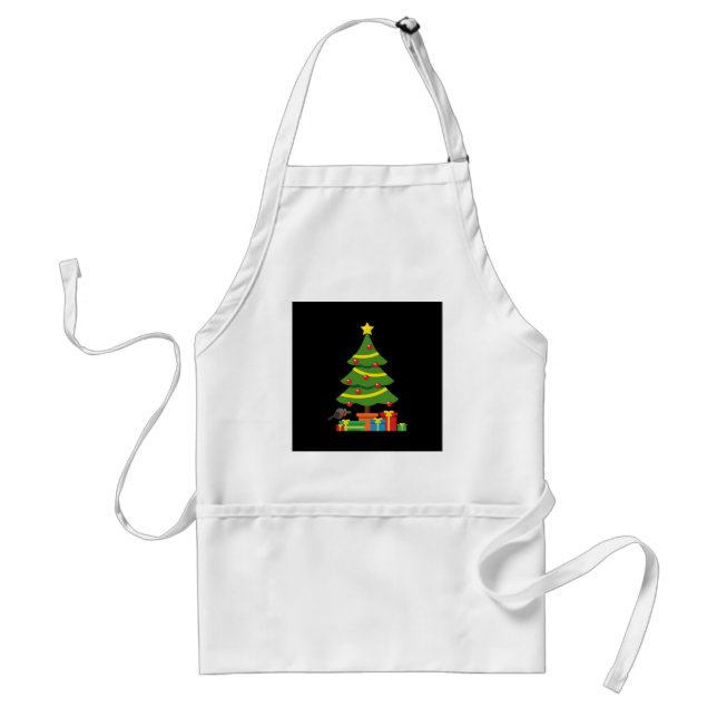 Robin And Colourful Presents Under Christmas Tree Standard Apron (Front)