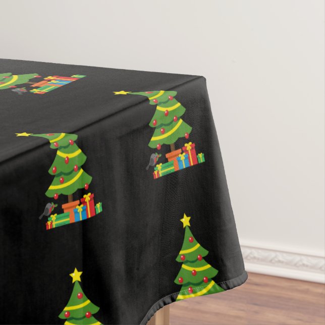 Robin And Colourful Presents Under Christmas Tree Tablecloth (In Situ)