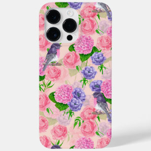 Robin and flowers, watercolor pattern Case-Mate iPhone 14 pro max case