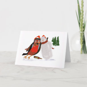 Robin and Friend Merry Christmas card