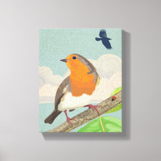 Robin and Ladybird Canvas Print