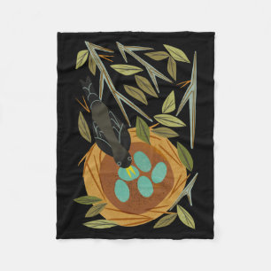 Robin And Nest Sticker Fleece Blanket