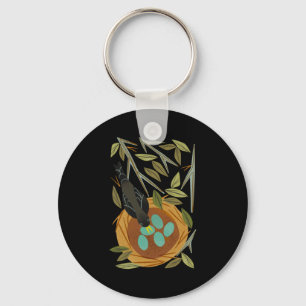Robin And Nest Sticker  Key Ring