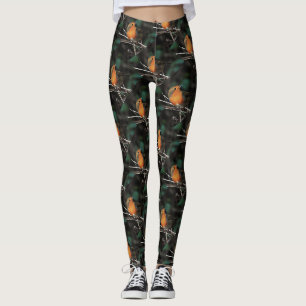Robin Being Bright On A Dull Day Acrylic Art Leggings