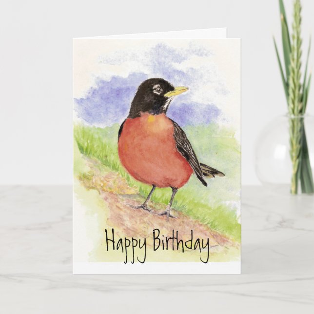 Robin - Bird  Birthday  Greeting Card (Front)