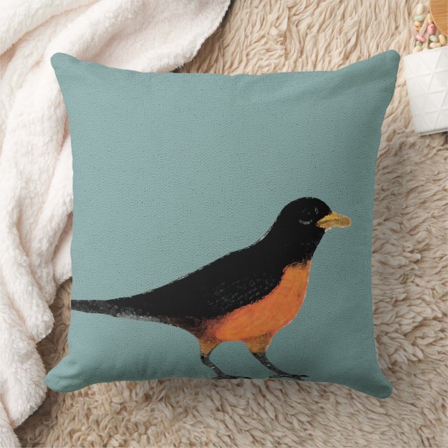 Robin Bird Blue Art Cushion (Blanket)
