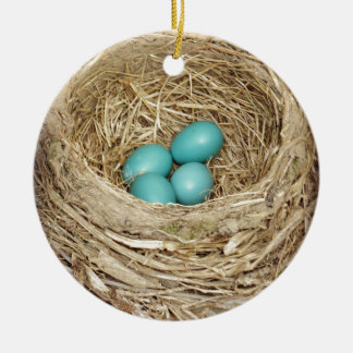 Robin Bird Egg Nest Ceramic Tree Decoration
