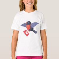 Robin Bird Flying with Red Heart Love Letter
