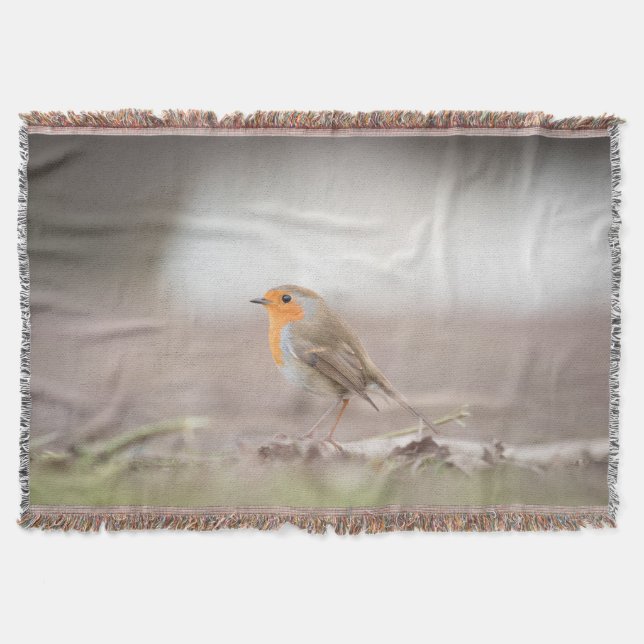 Robin Bird Nature Photo Throw Blanket (Front)