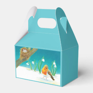 Robin Bird, Nest, Little Eggs & Snowdrops  Favour Box