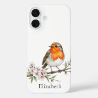 Robin Bird on flower Branch Cute Bird Personalized