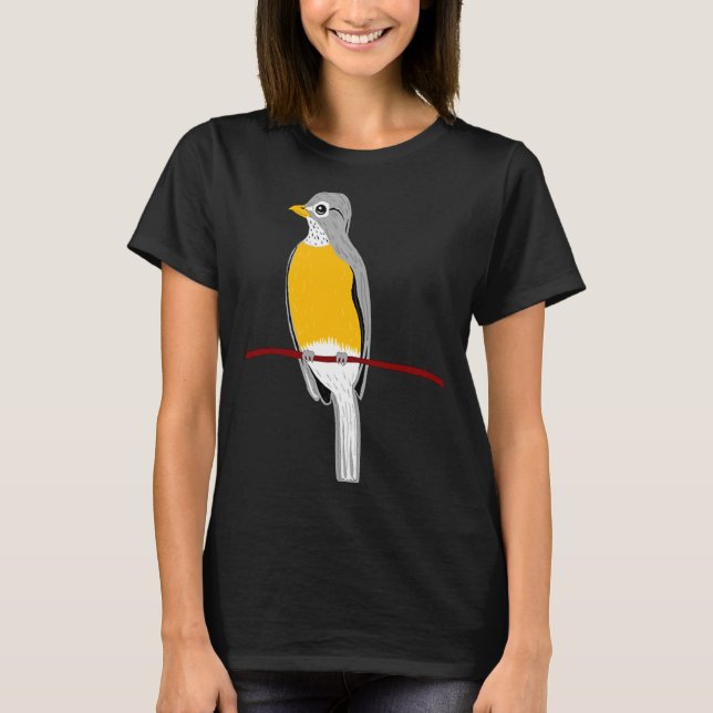 Robin Bird on Tree Branch T-Shirt (Front)