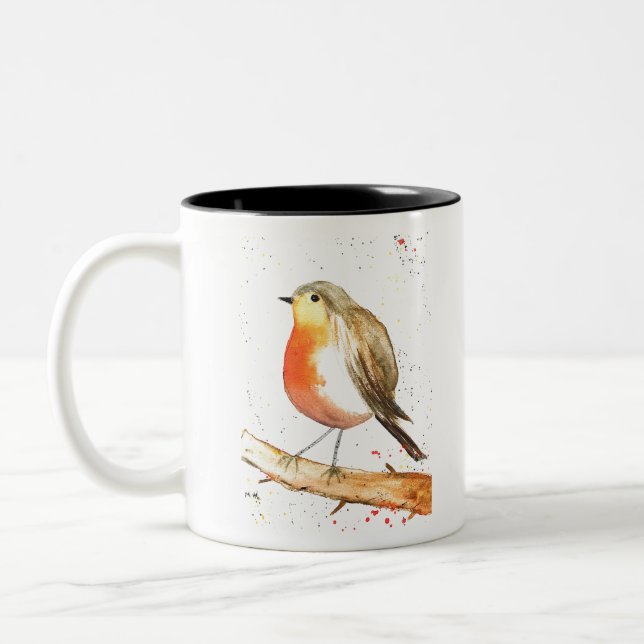 Robin bird Two-Tone coffee mug (Left)
