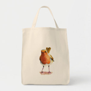 Robin Bird Watercolor Painting Tote Bag