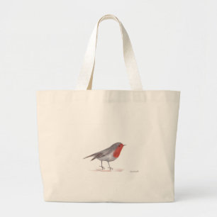 Robin bird watercolor Wildlife Forest Fall Winter Large Tote Bag