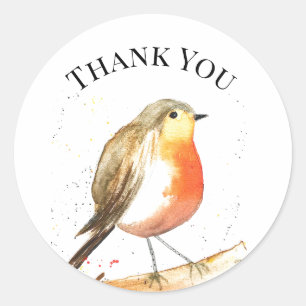 Robin bird watercolor winter Festive Christmas Cla Classic Round Sticker