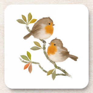 Robin Birds Hard Plastic Coasters