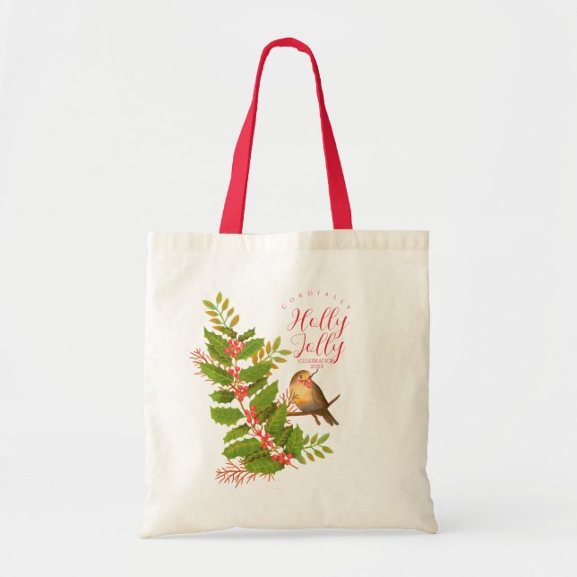 Robin Birds Holly Berry  Tote Bag (Front)