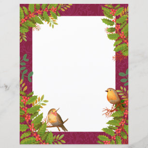 Robin Birds Holly Berry Wine