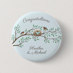 Robin Birds Nest Eggs Spring Baby Shower 6 Cm Round Badge