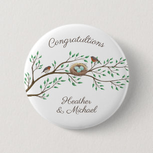 Robin Birds Nest Eggs Spring Baby Shower 6 Cm Round Badge